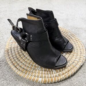 Frye Women’s Izzy Harness Slingback Booties Block Heeled in Black Leather 7.5B